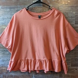 Wild Fable Light Orange Crop Top With Ruffled Hem